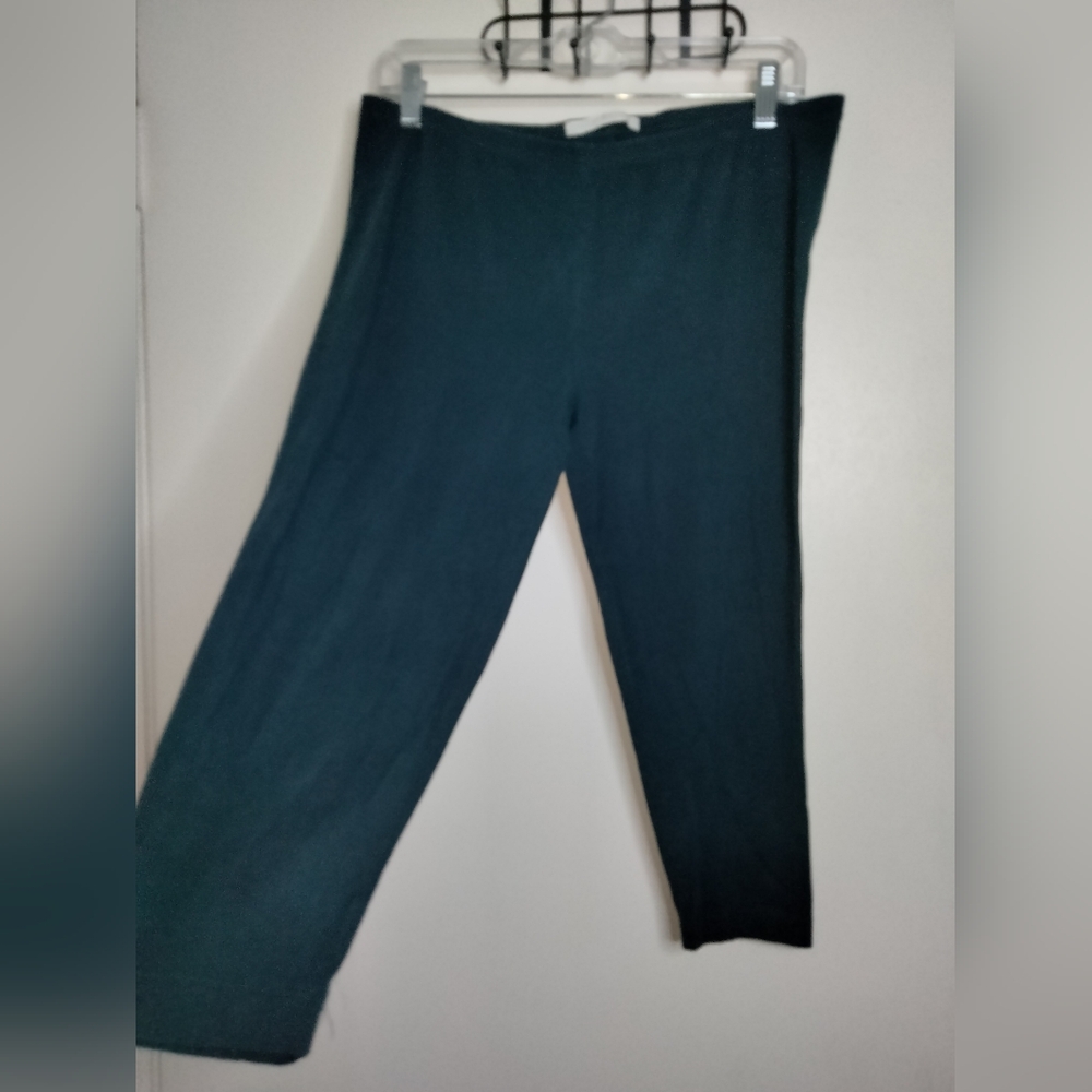 Peruvian Connection (Size L) Dark Green Pima Cotton Blend Pull-on Bermuda Shorts